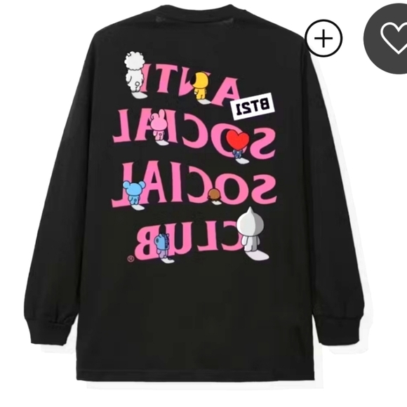 Anti Social Social Club x BT21 long sleeve tee Black Medium NTW - Picture 3 of 8